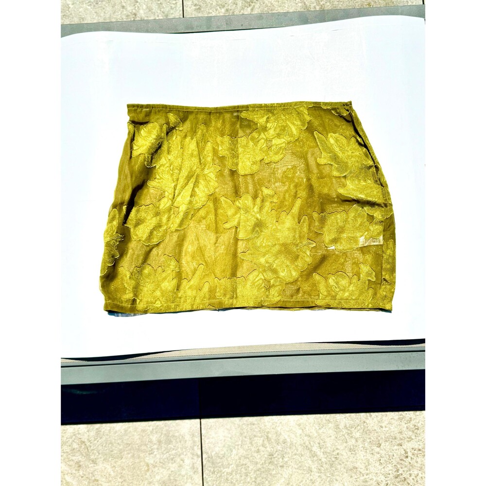 size 10 // shiny seaweed green mini skirt semi-sheer coverup by prettylittlethin